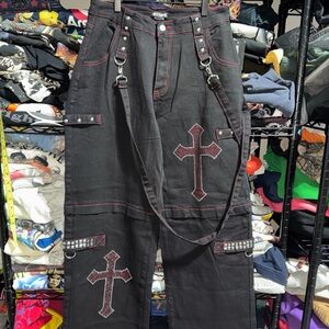 Y2K NWT Hot Topic Women’s Bedazzled Goth Rave Pants Size 11